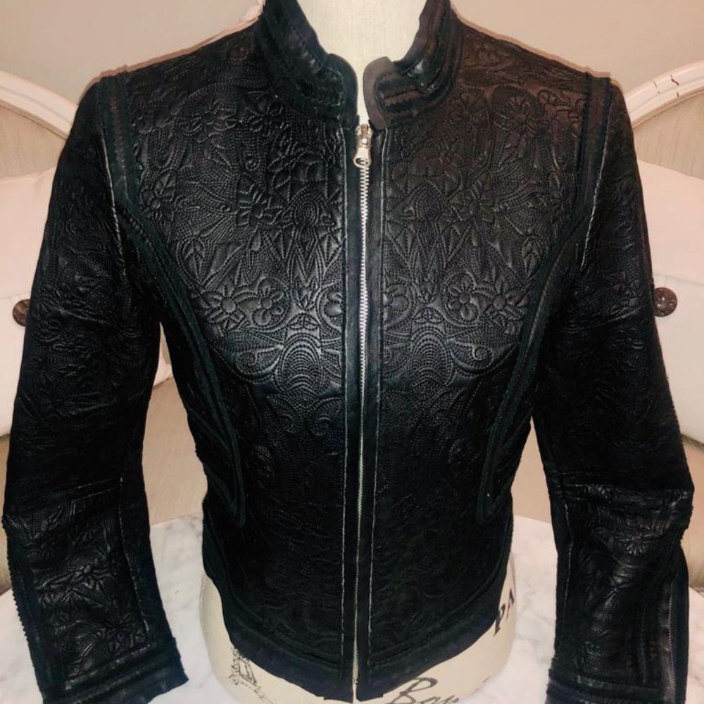 #29 Real leather embroidered  jacket